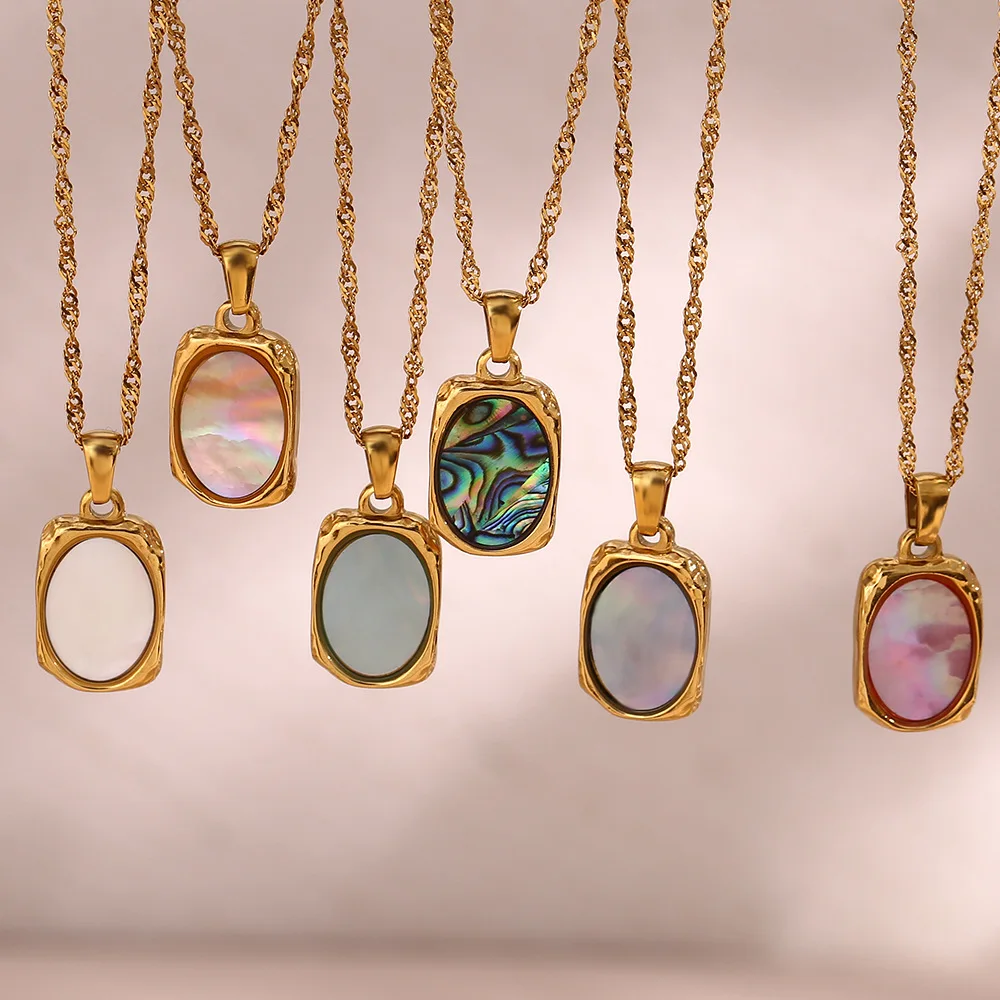 Waterproof Stainless Steel Necklace Water Wave Gold Chain Rectangular Seashell Pendant Necklace For Women
Waterproof Stainless Steel Necklace Water Wave Gold Chain Rectangular Seashell Pendant Necklace For Women