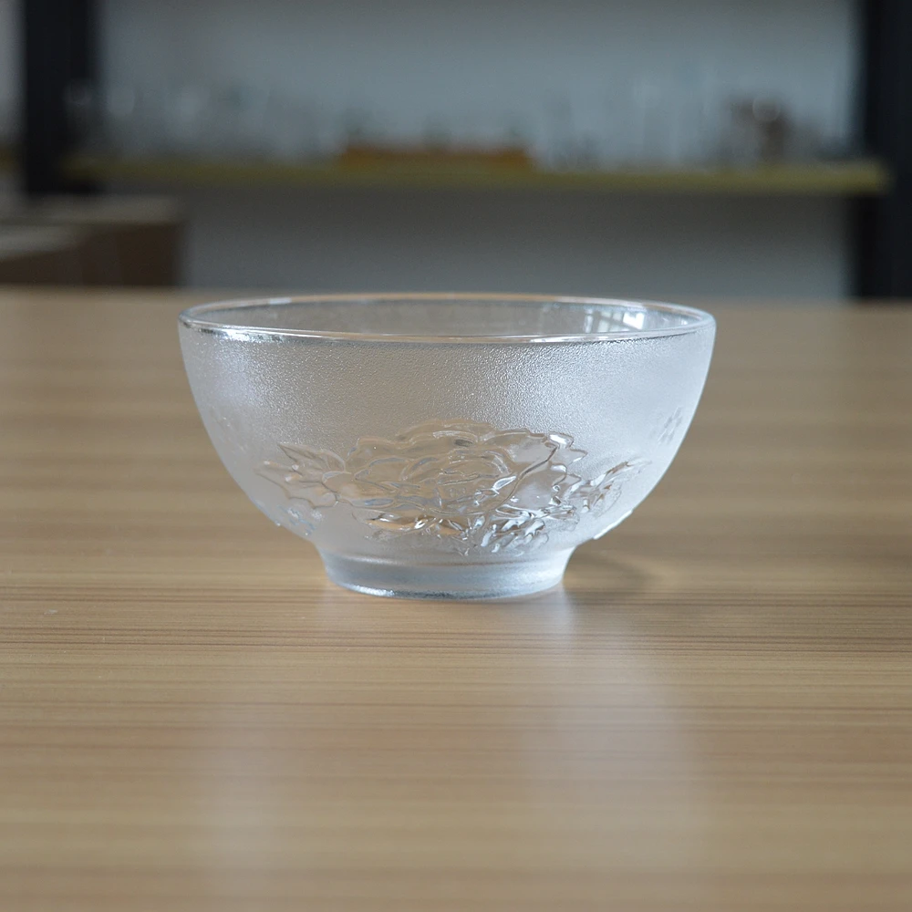 classic cheap peony flower embossed glass bowl for brand pro