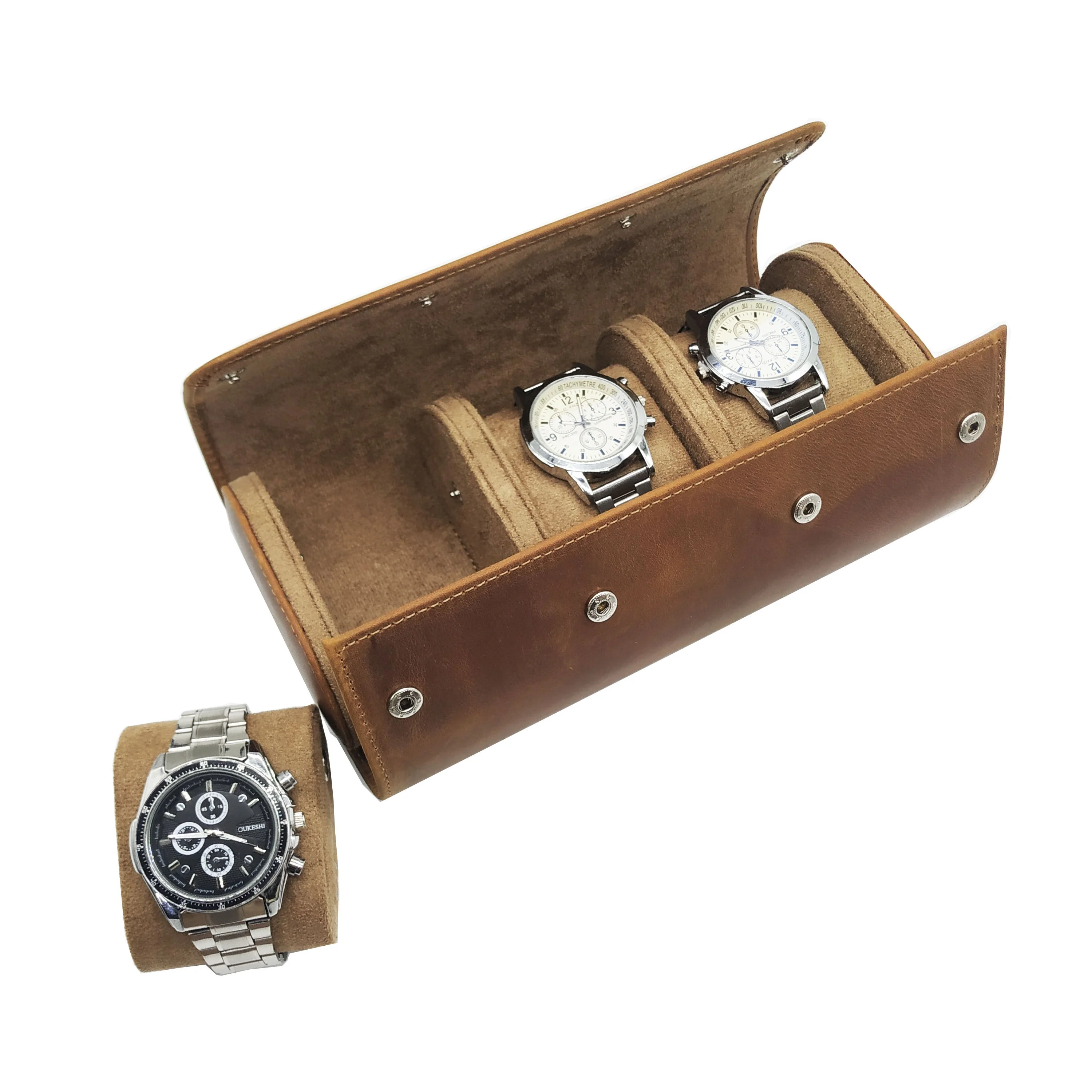 in stocked luxury real leather travel watch roll case cylinder watch display case, Brown
in stocked luxury real leather travel watch roll case cylinder watch display case, Brown