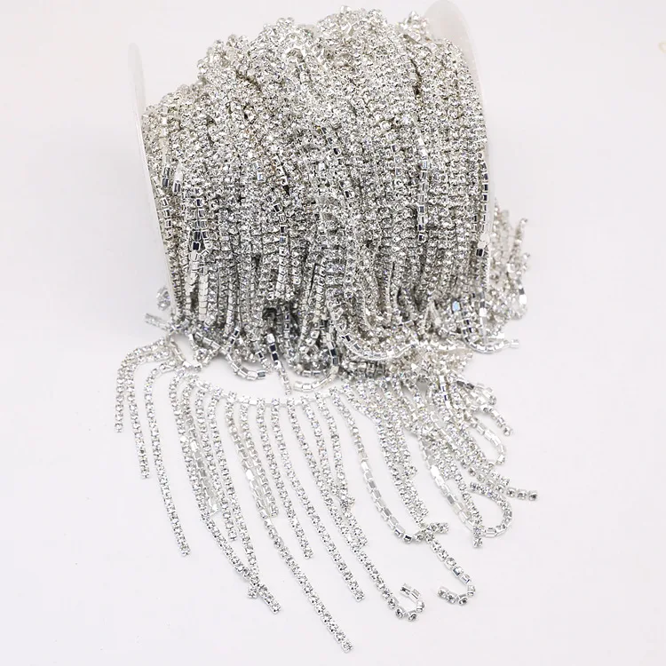 Fashion Crystal Rhinestone Chain Trims Crystal AB Rhinestone Silver Brass Cup Chain for Dress Decoration
Fashion Crystal Rhinestone Chain Trims Crystal AB Rhinestone Silver Brass Cup Chain for Dress Decoration