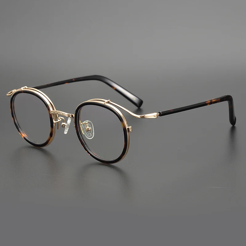 Classic round frame glasses, pure titanium + Plate glasses frame, suitable for anti-blue myopia glasses, 4 colors
Classic round frame glasses, pure titanium + Plate glasses frame, suitable for anti-blue myopia glasses, 4 colors