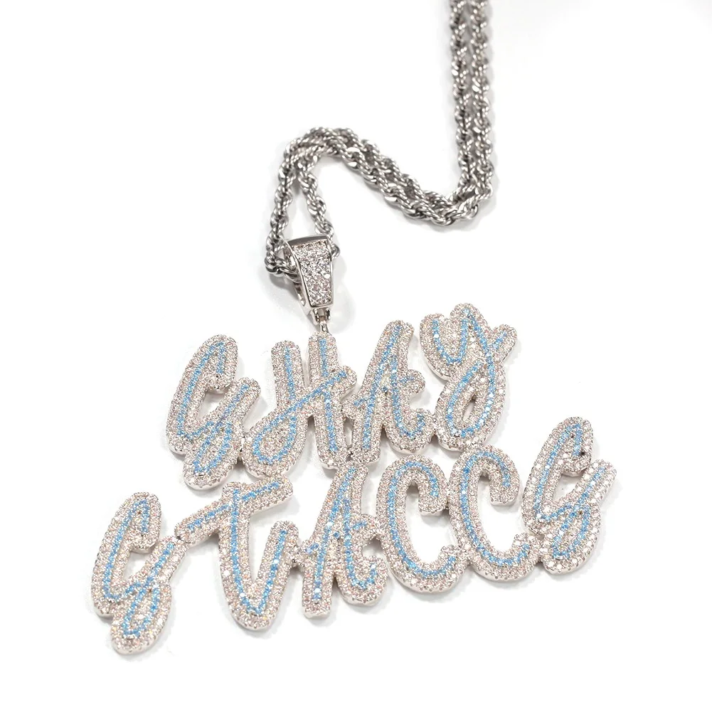 Hip Hop Blue CZ Letter Pendant Name Plate Custom Name Necklace Two Tone CZ stone, Silver/ gold/ rose gold
Hip Hop Blue CZ Letter Pendant Name Plate Custom Name Necklace Two Tone CZ stone, Silver/ gold/ rose gold