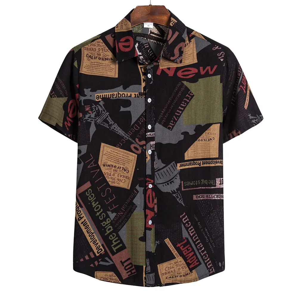 2020 Summer Hot Sale Plus size 5XL Men Newspaper Color Block Stylish Cotton Short Sleeve Shirt
2020 Summer Hot Sale Plus size 5XL Men Newspaper Color Block Stylish Cotton Short Sleeve Shirt
