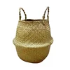 Nordic hand woven plant pot belly seagrass basket