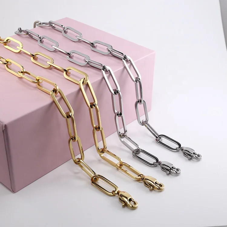 Excellect Quality Craftmanships Handmade Paperclip Link Chain Necklace Punk Stainless Steel 18K PVD Gold Plated Jewelry
Excellect Quality Craftmanships Handmade Paperclip Link Chain Necklace Punk Stainless Steel 18K PVD Gold Plated Jewelry