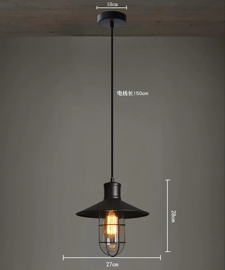 Artdecolite Avian Industrial Loft Single-Light Black Metal Pendant Light