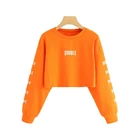 2020 Spring New Customizable Style Women Hooded Neon Orange Letter Graphic Crop Sweatshirt Women Hoodies