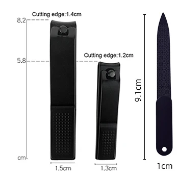 3 Pcs/set Black Stainless Steel Fingernails & Toenails Clippers & Nail File Sharp Nail Cutter Nail Clipper Set.jpg
