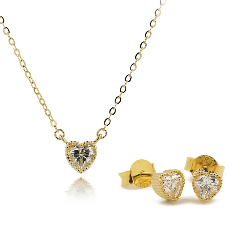 18K Solid Gold Custom Jewelry Factory Wholesale Heart Pendant Charm Necklace Earrings Jewelry Set
18K Solid Gold Custom Jewelry Factory Wholesale Heart Pendant Charm Necklace Earrings Jewelry Set
