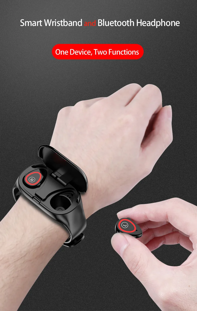 Tws Bluetooth 5.0 Earphone Wireless Wholesale With Smart Watch Daily Activity Minotoring Touch LED Screen Smart Wrist - ANKUX.COM
