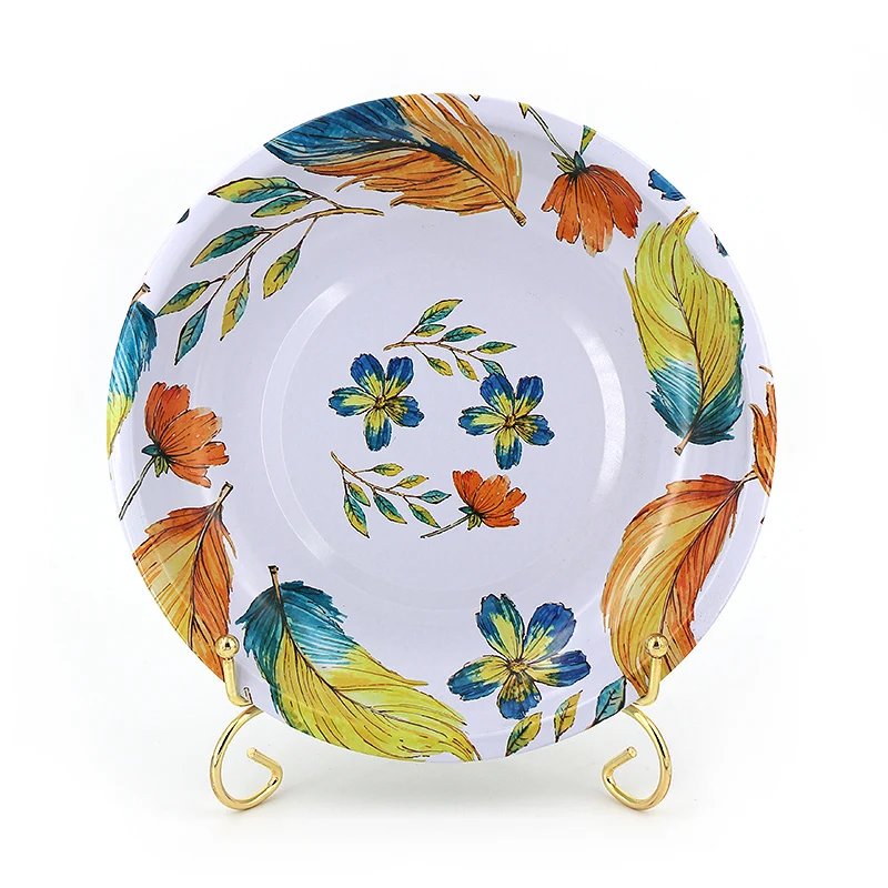 Creative Pattern Design Metal Tray Round Good Quality European Fruit Tray Customized Design Tray
Creative Pattern Design Metal Tray Round Good Quality European Fruit Tray Customized Design Tray