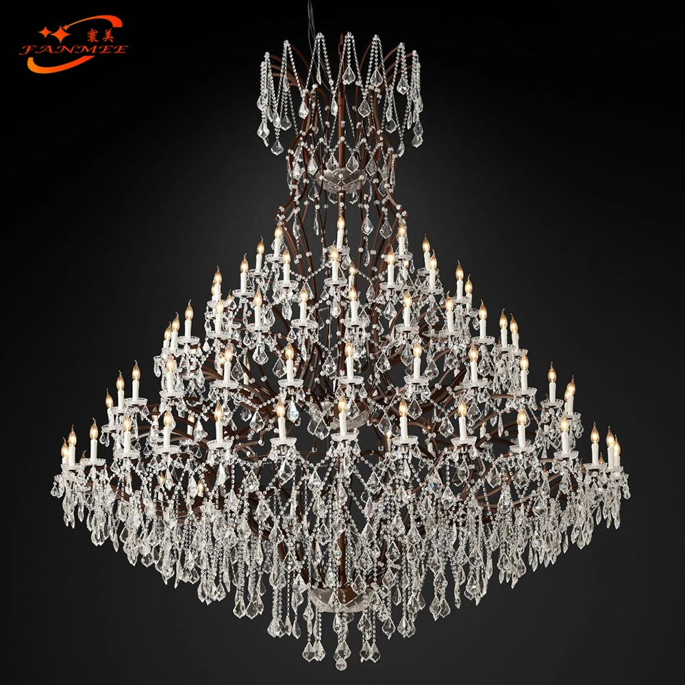 19th C. Rococo Iron & Clear Crystal Round Chandelier 101" Large Big Crystal Chandelier Lighting Modern Vintage Hotel Chandeliers, Rustic metal frame
19th C. Rococo Iron & Clear Crystal Round Chandelier 101" Large Big Crystal Chandelier Lighting Modern Vintage Hotel Chandeliers, Rustic metal frame