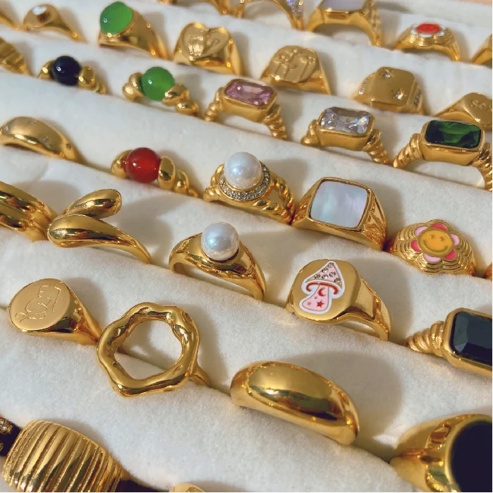 18K Gold Plated Various Irregular Stainless Steel Mushroom Crystal Sunflower Pearls engagement Rings
18K Gold Plated Various Irregular Stainless Steel Mushroom Crystal Sunflower Pearls engagement Rings