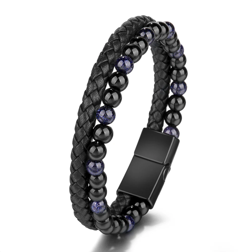 High Quality Hot Selling Magnetic Titanium Stainless Steel Leather Natural Stone Beaded Bracelet for Men Handmade
High Quality Hot Selling Magnetic Titanium Stainless Steel Leather Natural Stone Beaded Bracelet for Men Handmade