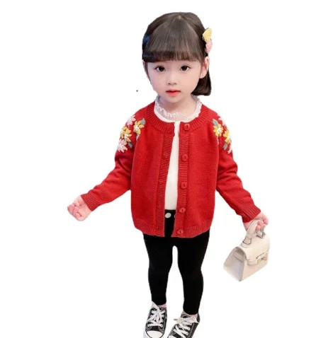 Korean Style Fashion Girls Embroidery Flower Knitted Cardigan Spring Autumn Children Casual Embroidery Sweaters Coats
Korean Style Fashion Girls Embroidery Flower Knitted Cardigan Spring Autumn Children Casual Embroidery Sweaters Coats
