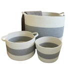 Extra Large Rope Basket Woven Cotton Rope Laundry Basket Set With Handle For Blanket