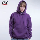 Hoodie TRY Thick Men Multi Blank Colors Streetwear Pullover 100% Pima Cotton Hoodie With Drawstrings Hood