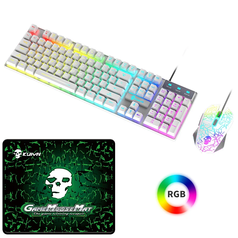 T6 Rainbow LED Backlit Multimedia Ergonomic USB Wired Gaming Keyboard Wired Mouse and Mouse Pad for PC Laptop Computer User, Black , white
T6 Rainbow LED Backlit Multimedia Ergonomic USB Wired Gaming Keyboard Wired Mouse and Mouse Pad for PC Laptop Computer User, Black , white