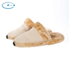 2 Motors Fabirc Electric Office Foot Warmer Vibrate Massage Slipper With Led