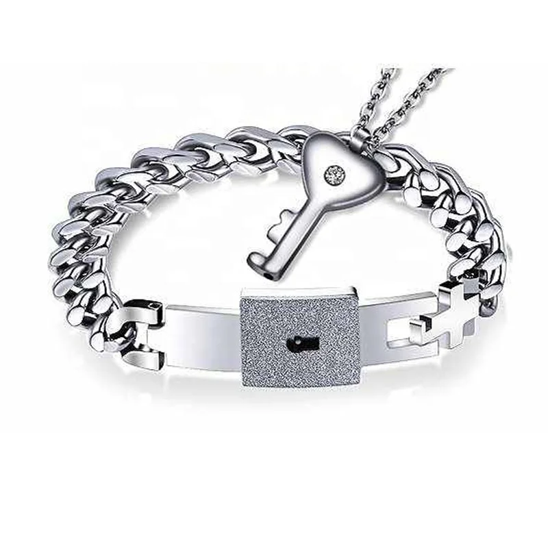 2pcs/set Stainless Steel Valentine's Day Couple Silver Lock bracelet Key My HeartJewelry Set
2pcs/set Stainless Steel Valentine's Day Couple Silver Lock bracelet Key My HeartJewelry Set