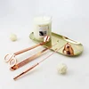 Wholesale luxury scented soy wax candles in glass jar with rose gold candle accessory tool set
