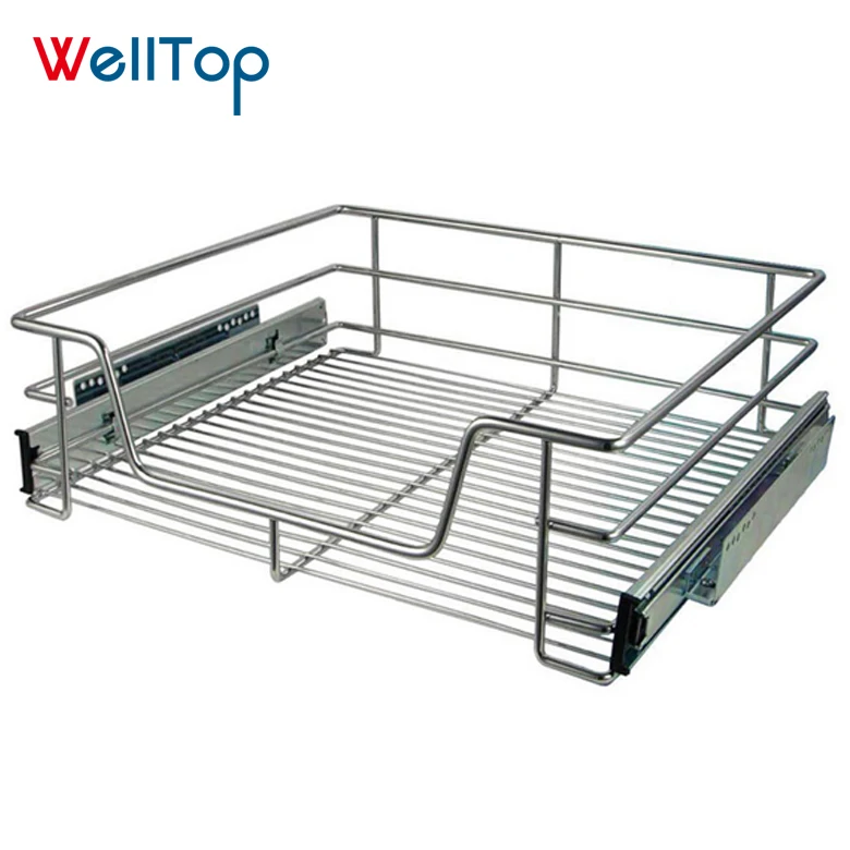 WELLTOP Kitchen Organizer Cabinet Systems Chrome Wire Basket Drawers Pull Out Metal Basket VT-09.440
WELLTOP Kitchen Organizer Cabinet Systems Chrome Wire Basket Drawers Pull Out Metal Basket VT-09.440