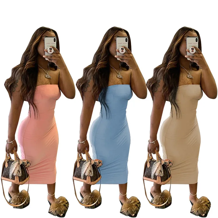 Hot Sale Women Club Wear 2021 Sexy Maxi Dress Solid Color Strapless Bodycon Dresses Women Lady Elegant Party, As picture
Hot Sale Women Club Wear 2021 Sexy Maxi Dress Solid Color Strapless Bodycon Dresses Women Lady Elegant Party, As picture