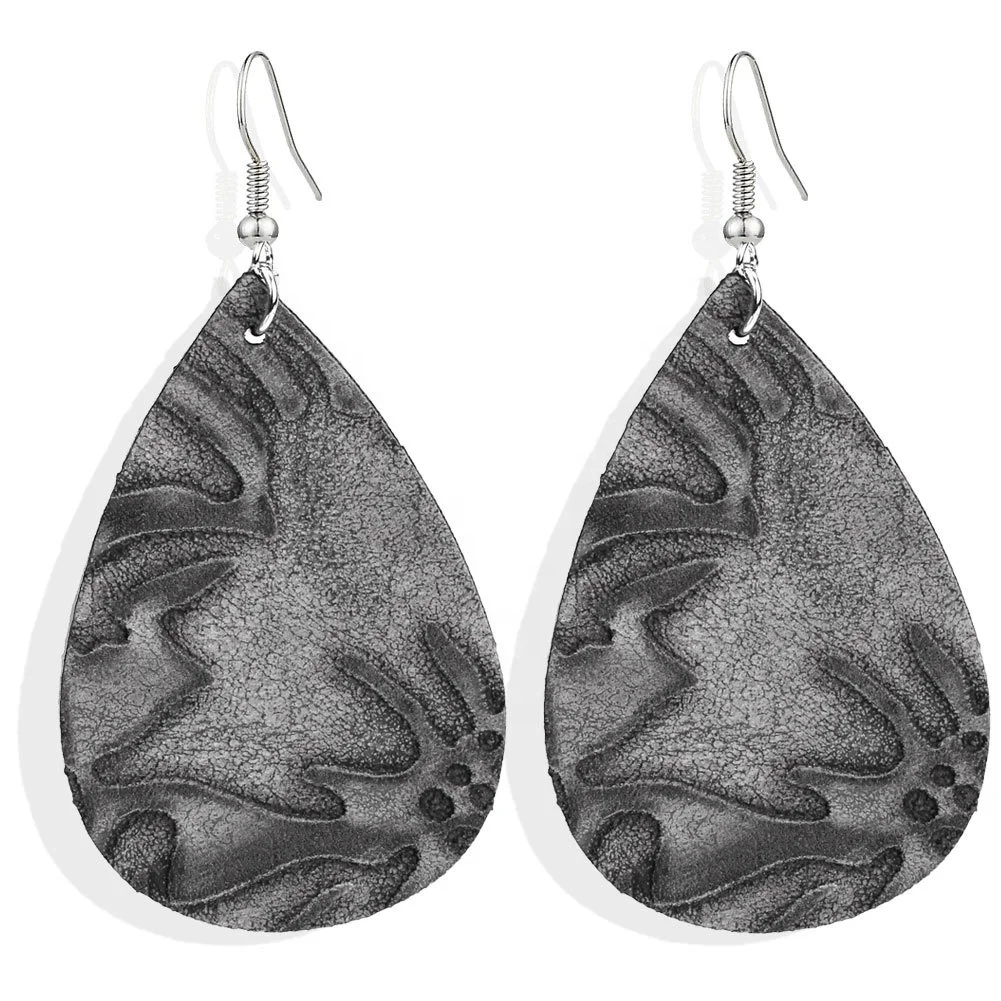 Europe and American hot style water drop reversible PU retro embossed leather earrings, Picture shows
Europe and American hot style water drop reversible PU retro embossed leather earrings, Picture shows