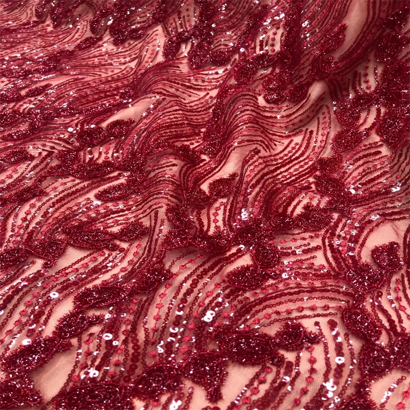 Shinning wedding dress red african fabric lace online with sequins, Accept customized color
Shinning wedding dress red african fabric lace online with sequins, Accept customized color