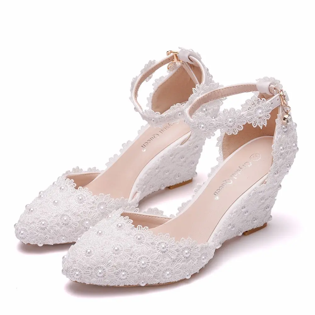 women high Heesls Wedding Shoes Bride White Lace Bridal Pumps Wedges
women high Heesls Wedding Shoes Bride White Lace Bridal Pumps Wedges
