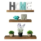 Farmhouse 3 Tier hidden hooks display rustic wood floating wall shelves