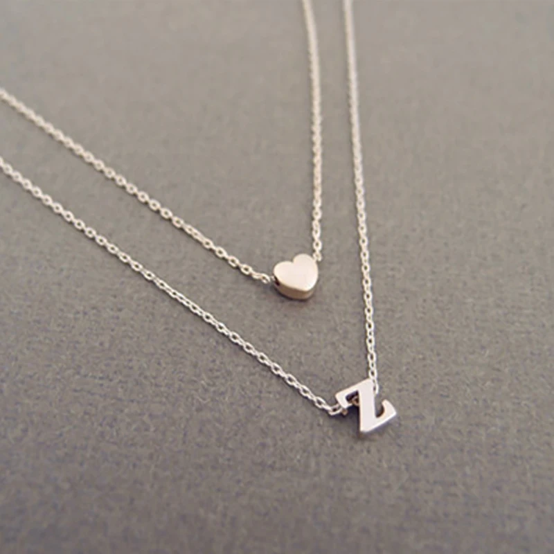 Fashion Heart Double layer Necklace Personalized Dainty Necklace 26 Letter Name Jewelry Girlfriend gift, Picture
Fashion Heart Double layer Necklace Personalized Dainty Necklace 26 Letter Name Jewelry Girlfriend gift, Picture