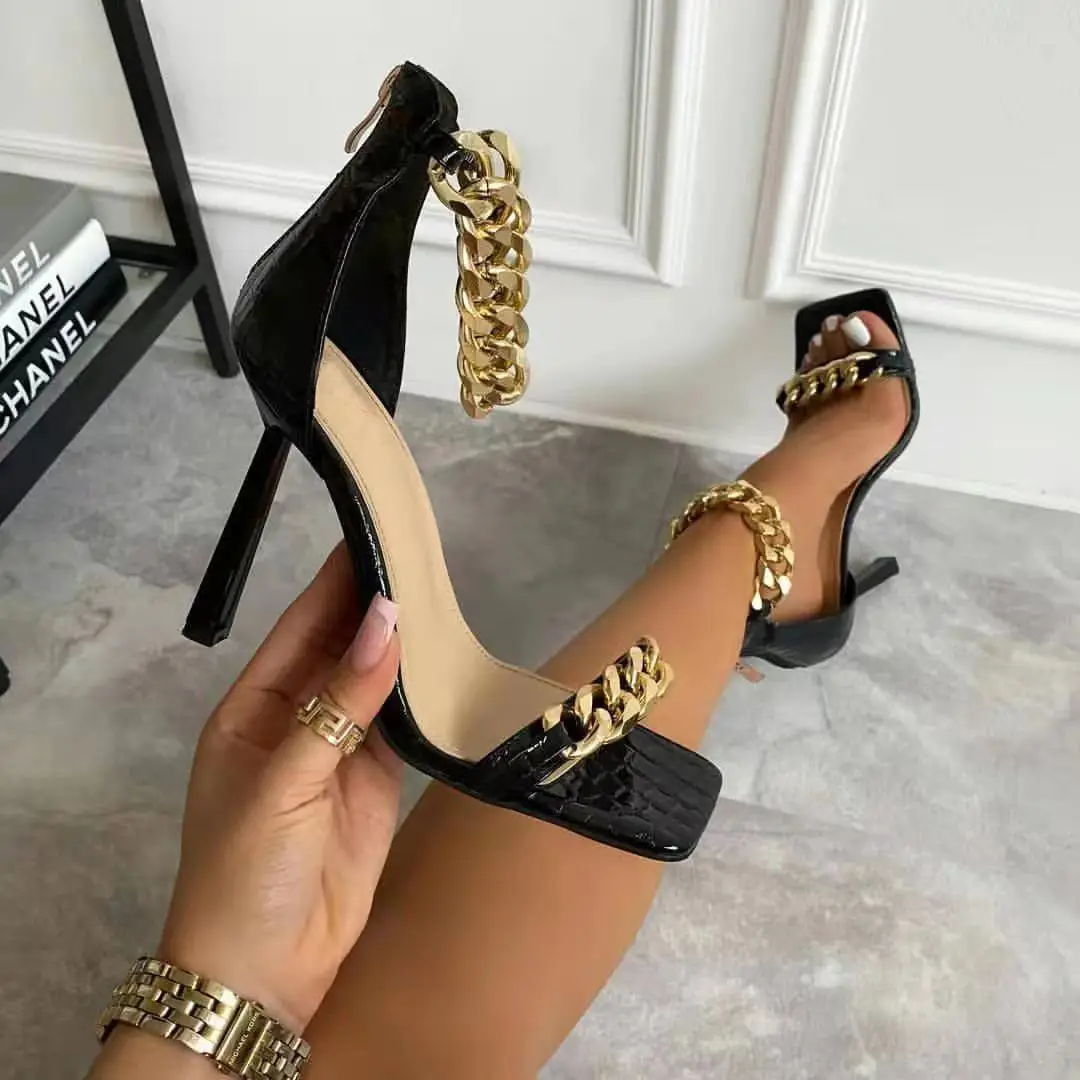 Women Shoes 2021 New High Heel Shoes Summer Hot Thin Heel Sexy Sandals for Women Big Chain Zip Pqrty Dress Lady shoes Green 42
Women Shoes 2021 New High Heel Shoes Summer Hot Thin Heel Sexy Sandals for Women Big Chain Zip Pqrty Dress Lady shoes Green 42
