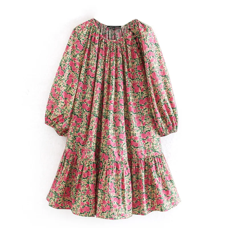 Q9571 Women O Neck Long Sleeve Floral Print Dress Ladies Casual Oversize Dresses Clothing
Q9571 Women O Neck Long Sleeve Floral Print Dress Ladies Casual Oversize Dresses Clothing