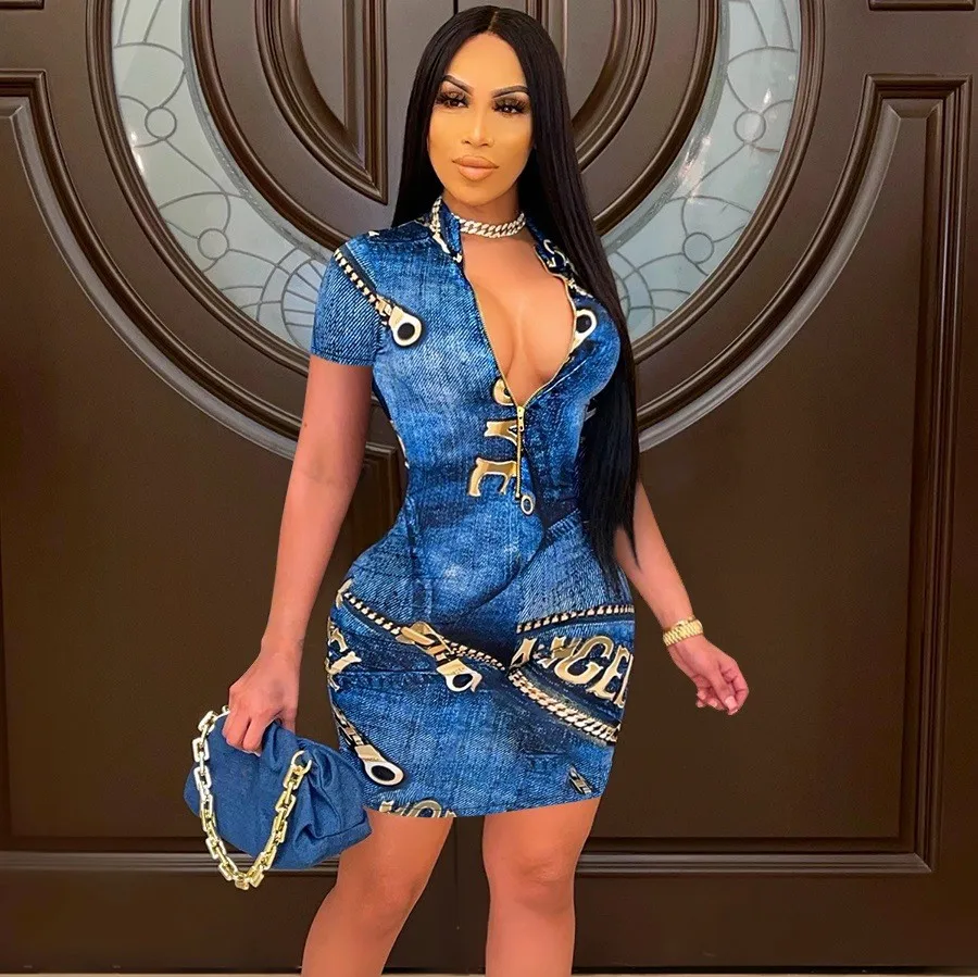 Latest Summer Women Set Fashion Leisure Deep V Neck Women Clothing Zipper Print Short Sleeve Casual Dresses, Blue
Latest Summer Women Set Fashion Leisure Deep V Neck Women Clothing Zipper Print Short Sleeve Casual Dresses, Blue