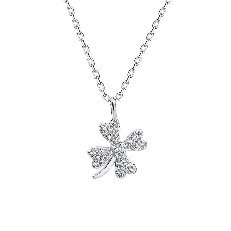Simple Fashion Silver Flower Jewelry Four Leaf Clover Micro Zircon Charm Pendant Chain Necklace
Simple Fashion Silver Flower Jewelry Four Leaf Clover Micro Zircon Charm Pendant Chain Necklace