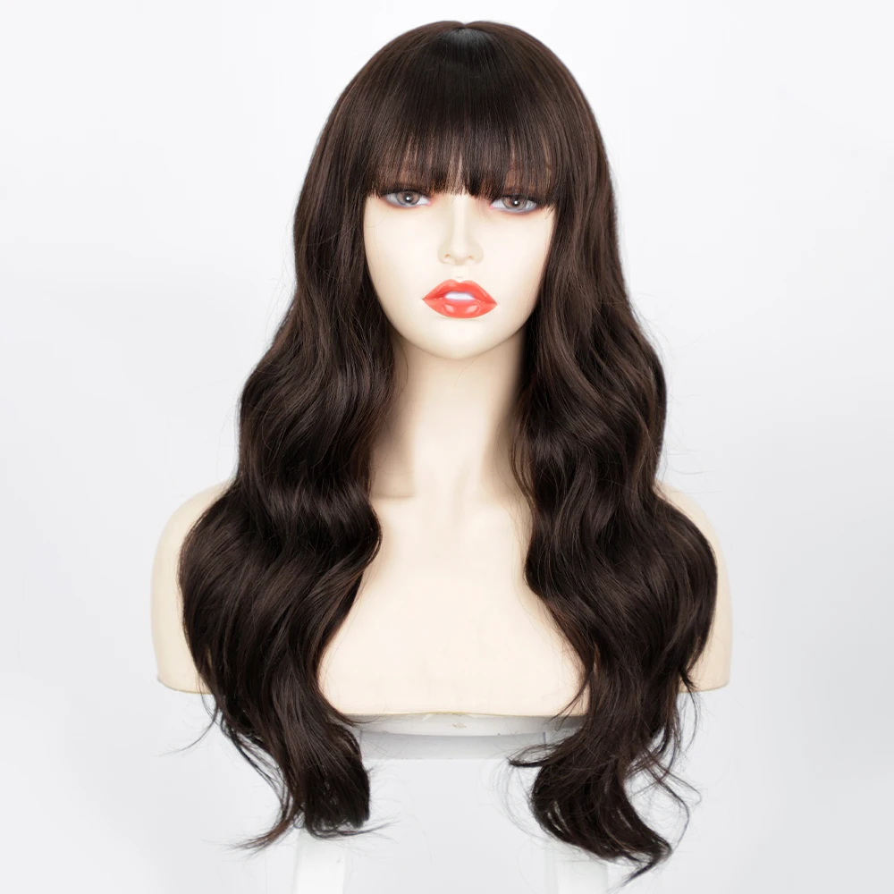 New Trending Super Quality Synthetic High Temperature Brown Body Wave Wigs with Hair Bangs for Women
New Trending Super Quality Synthetic High Temperature Brown Body Wave Wigs with Hair Bangs for Women