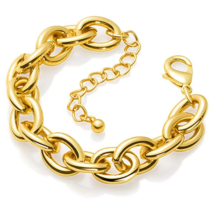 High-quality Chunky Thick Large Link Chain Bracelet Gold Bracelets for girls, Yellow gold
High-quality Chunky Thick Large Link Chain Bracelet Gold Bracelets for girls, Yellow gold