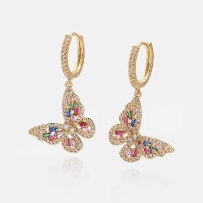 Hot Selling Silver Gold Plated Rainbow CZ Butterfly Clip on Hoop Earrings Full Colorful Zirconia Butterfly Dangle Earringsng
Hot Selling Silver Gold Plated Rainbow CZ Butterfly Clip on Hoop Earrings Full Colorful Zirconia Butterfly Dangle Earringsng