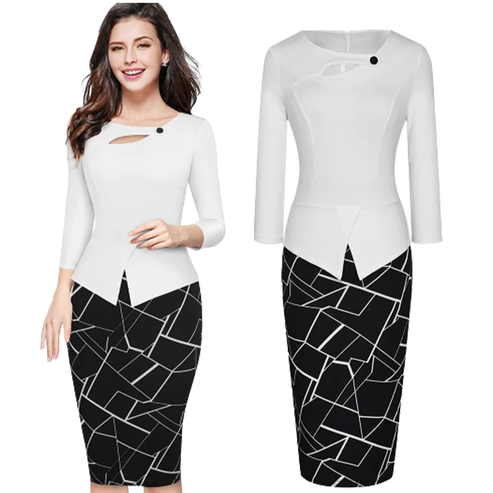 Womens Scoop Neck 3/4 long Sleeve Floral solid Bodycon Church Elegant Chic Formal Business Work Office Midi Sheath Pencil Dress
Womens Scoop Neck 3/4 long Sleeve Floral solid Bodycon Church Elegant Chic Formal Business Work Office Midi Sheath Pencil Dress