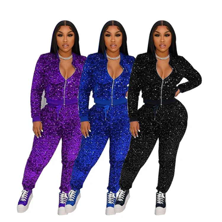 LvCong Hot sale women tracksuit long sleeve zipper winter good quality fashion sequin two piece set
LvCong Hot sale women tracksuit long sleeve zipper winter good quality fashion sequin two piece set