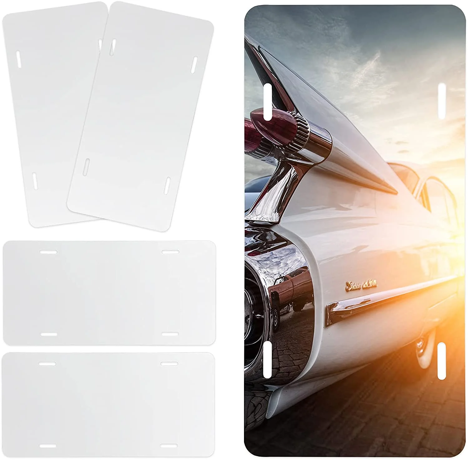Custom DIY 12x6 inch Heat Thermal Transfer Glossy White Metal Aluminum Car Dye Sublimation License Plate Blank
Custom DIY 12x6 inch Heat Thermal Transfer Glossy White Metal Aluminum Car Dye Sublimation License Plate Blank