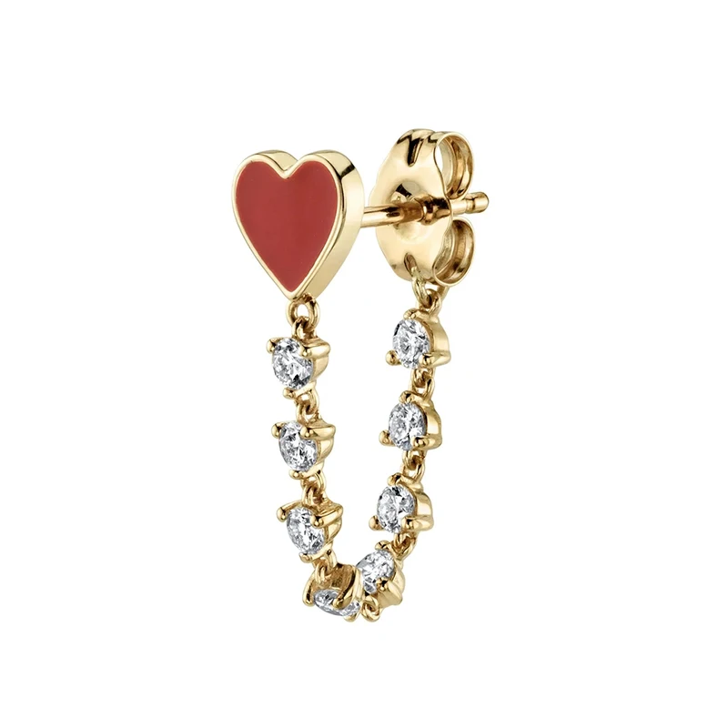 2021 Fashion 925 Sterling Silver SINGLE Red heart shape with cz diamond dangle Earring For lovers' Wedding Gifts Jewelry, As picture
2021 Fashion 925 Sterling Silver SINGLE Red heart shape with cz diamond dangle Earring For lovers' Wedding Gifts Jewelry, As picture