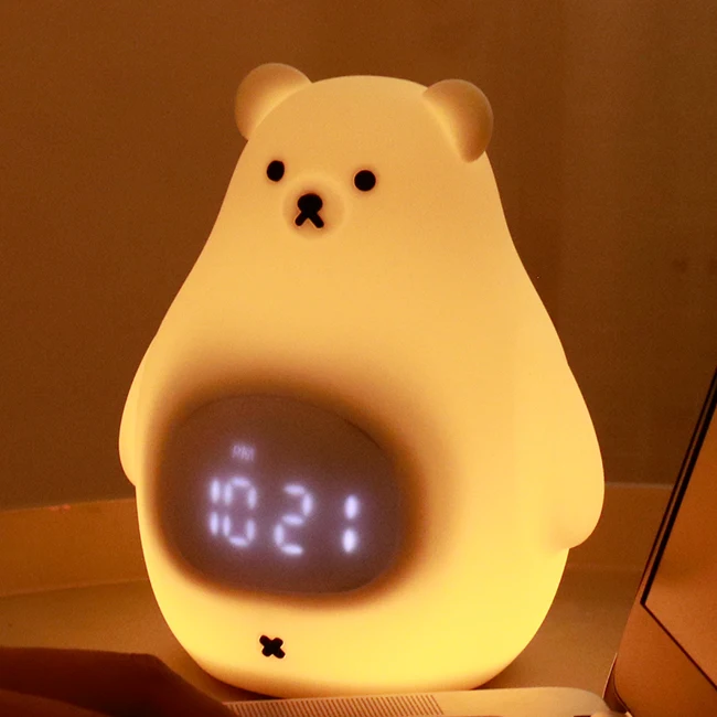 New Animated White bear Sunrise Alarm Clock for kids bedside Food grade silicone Night Light
New Animated White bear Sunrise Alarm Clock for kids bedside Food grade silicone Night Light