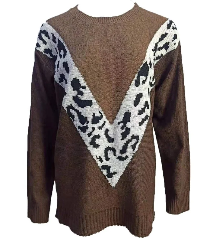 Hot selling autumn women printed leopard patchwork long-sleeved knitted sweater sweater for sale, Picture shown
Hot selling autumn women printed leopard patchwork long-sleeved knitted sweater sweater for sale, Picture shown