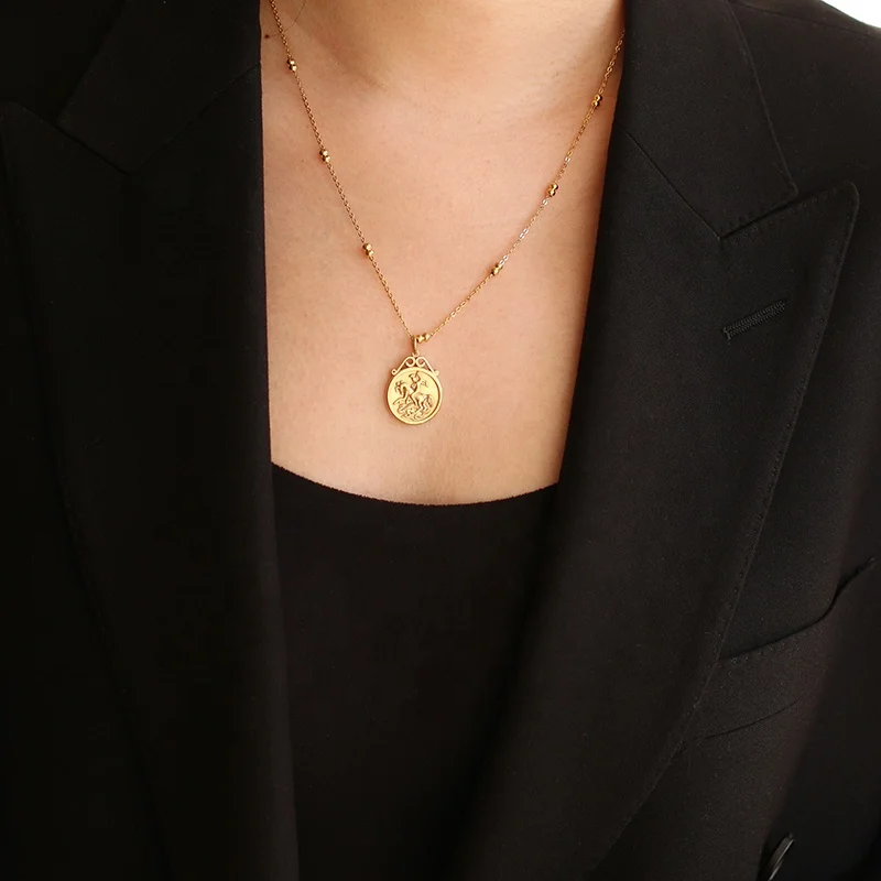 Trendy Vintage 18K Gold Plated Woman Accessories Beaded Chain Necklace Jewelry Roman Knights Pendant Necklace, Gold/silver/rose gold
Trendy Vintage 18K Gold Plated Woman Accessories Beaded Chain Necklace Jewelry Roman Knights Pendant Necklace, Gold/silver/rose gold