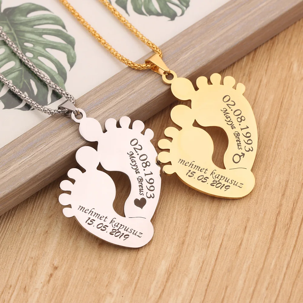 Stainless Steel Personalized Jewelry Lovely Engraved Baby Foot Pendant Necklace
Stainless Steel Personalized Jewelry Lovely Engraved Baby Foot Pendant Necklace