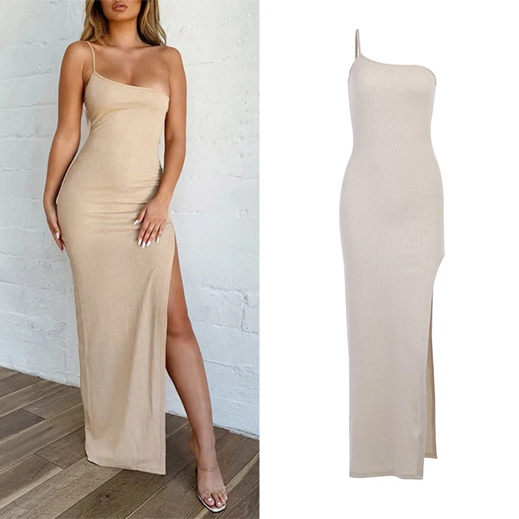Summer Wear Fashion Sleeveless Solid Knitted Party Evening Dress Elastics Spaghetti Strap Cotton Side Split Sexy Dress Women
Summer Wear Fashion Sleeveless Solid Knitted Party Evening Dress Elastics Spaghetti Strap Cotton Side Split Sexy Dress Women