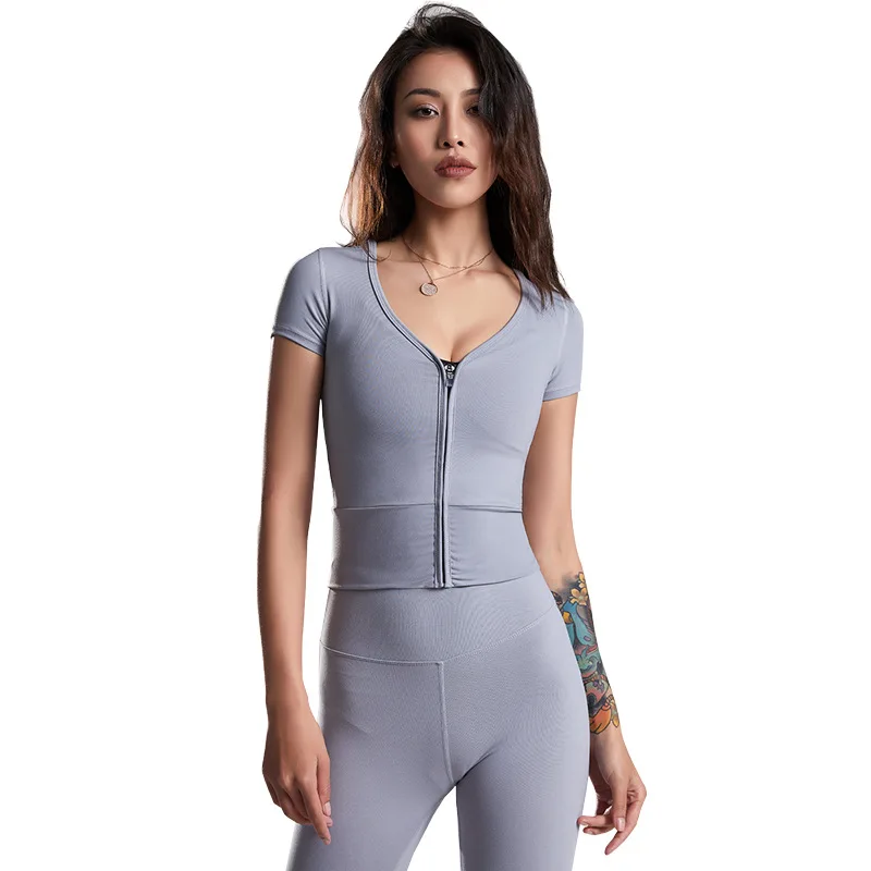 Sexy Yoga & Fitness Active Wear Women's Casual Summer Short Sleeve Slim Fit Full Zipper Crop Top T Shirt With wide waist band
Sexy Yoga & Fitness Active Wear Women's Casual Summer Short Sleeve Slim Fit Full Zipper Crop Top T Shirt With wide waist band