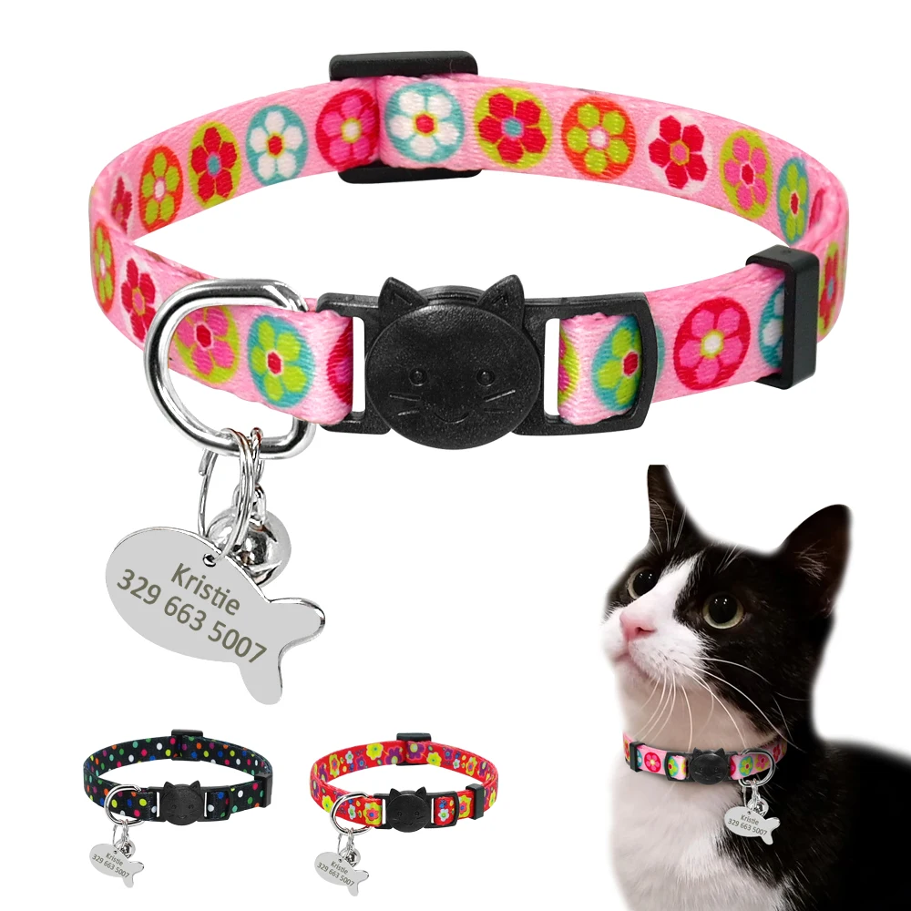 Quick Release Cat Collar ID Tag Set Dog Cat Collars Flower Printed Personalized Collars For Cat Small Dog Puppy
Quick Release Cat Collar ID Tag Set Dog Cat Collars Flower Printed Personalized Collars For Cat Small Dog Puppy